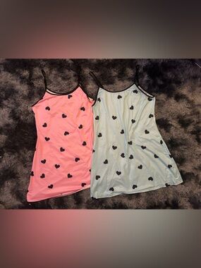 ❤️❤️ Heart Print Slip Dress Nightgown - Pink & Light Blue